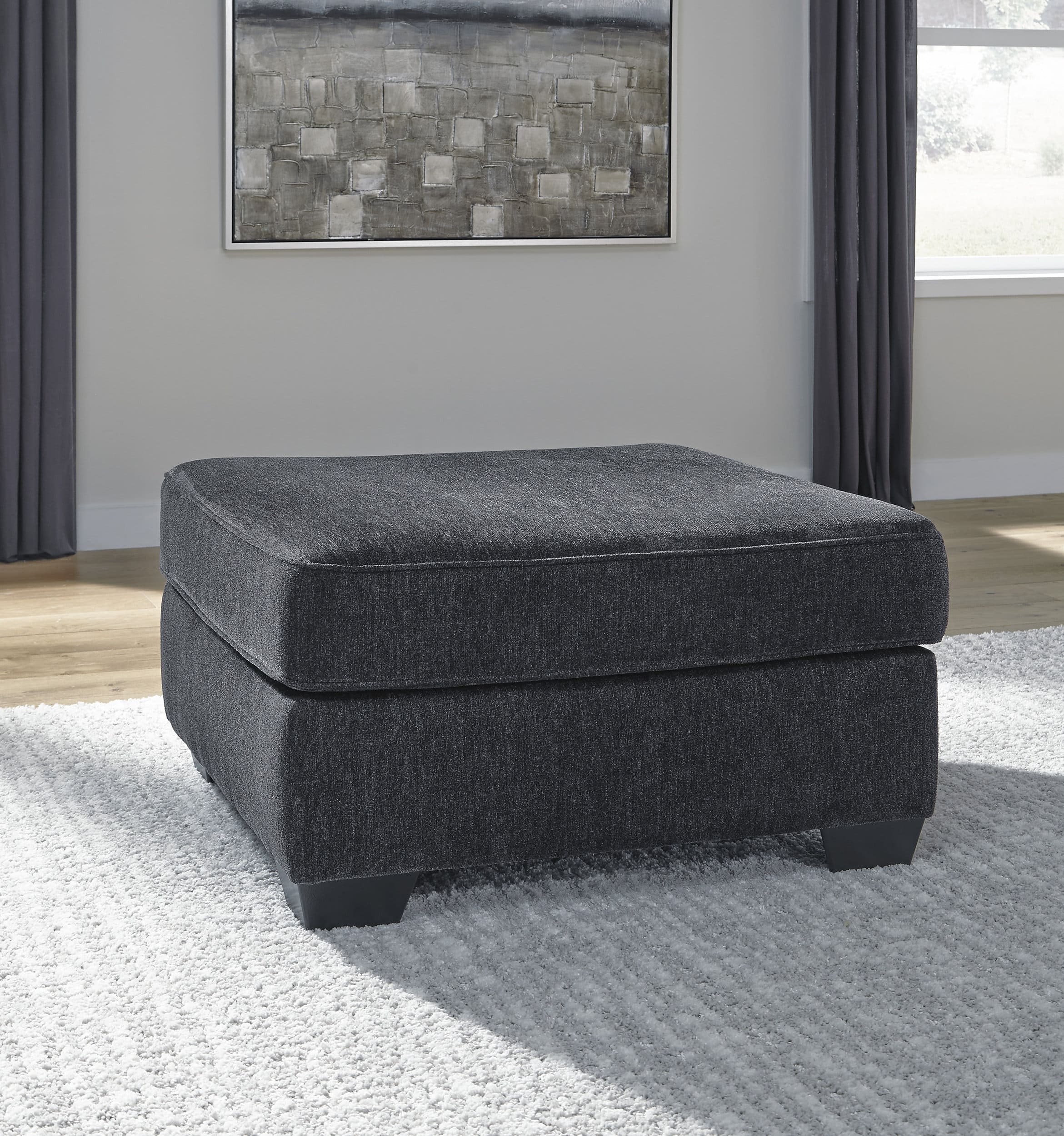 Altari 34" Square Oversized Accent Ottoman - Slate Gray Polyester