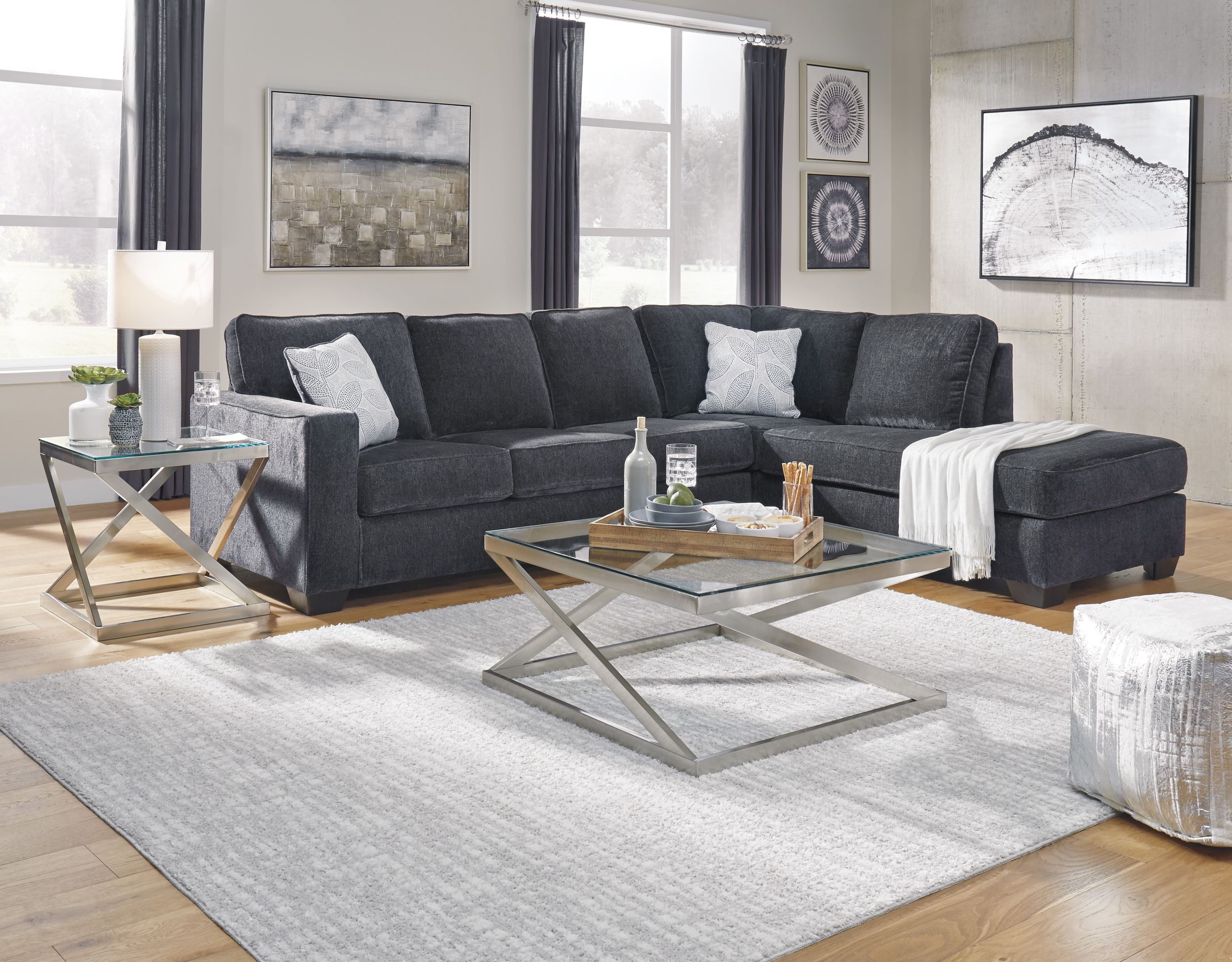 Altari 2-Piece Polyester Sectional with Right Arm Chaise