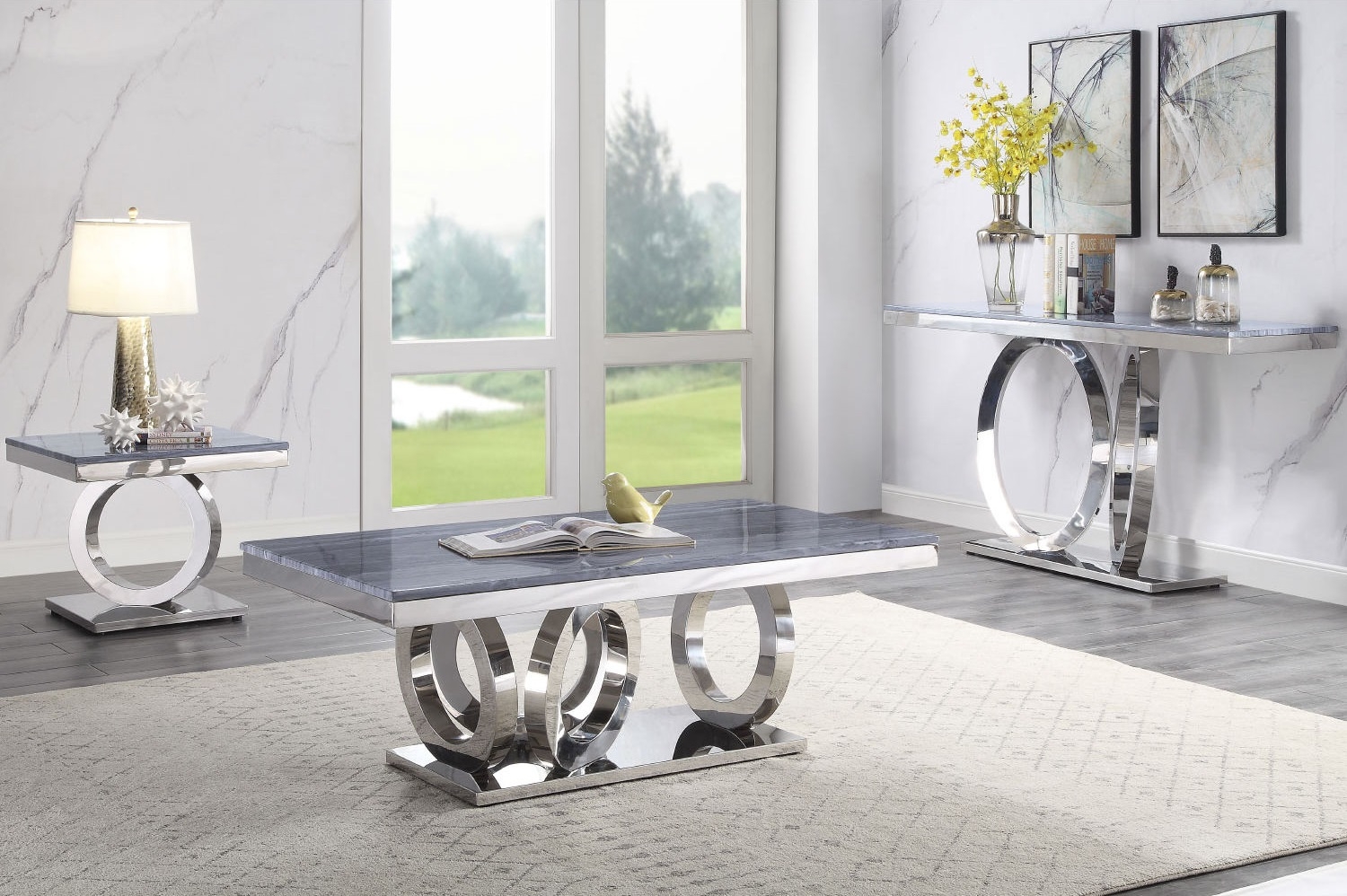 Zasir Faux Marble Square End Table
