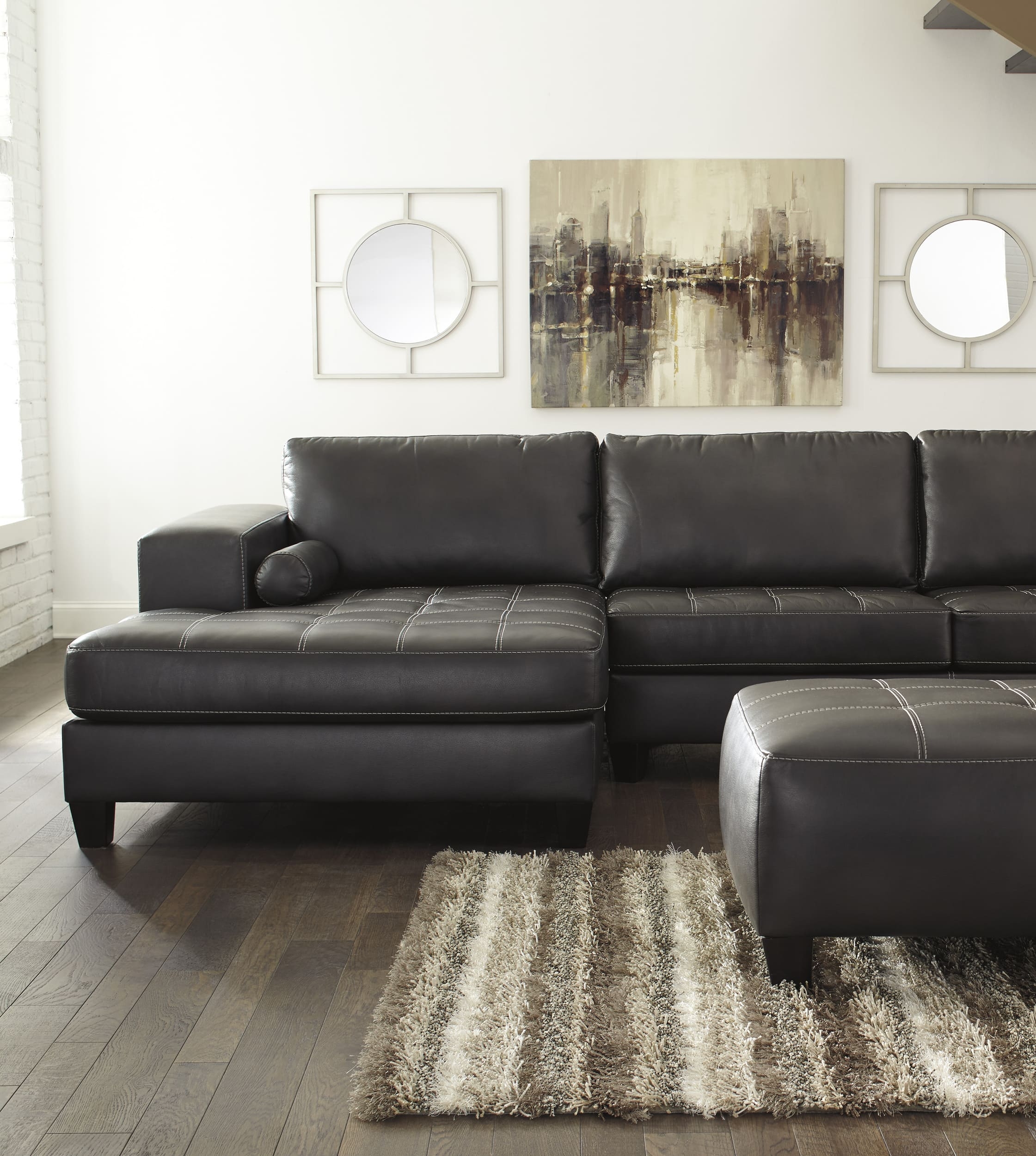 Nokomis 2-Piece Faux Leather L-Shaped Sectional Sofa w/Left Arm Chaise Facing