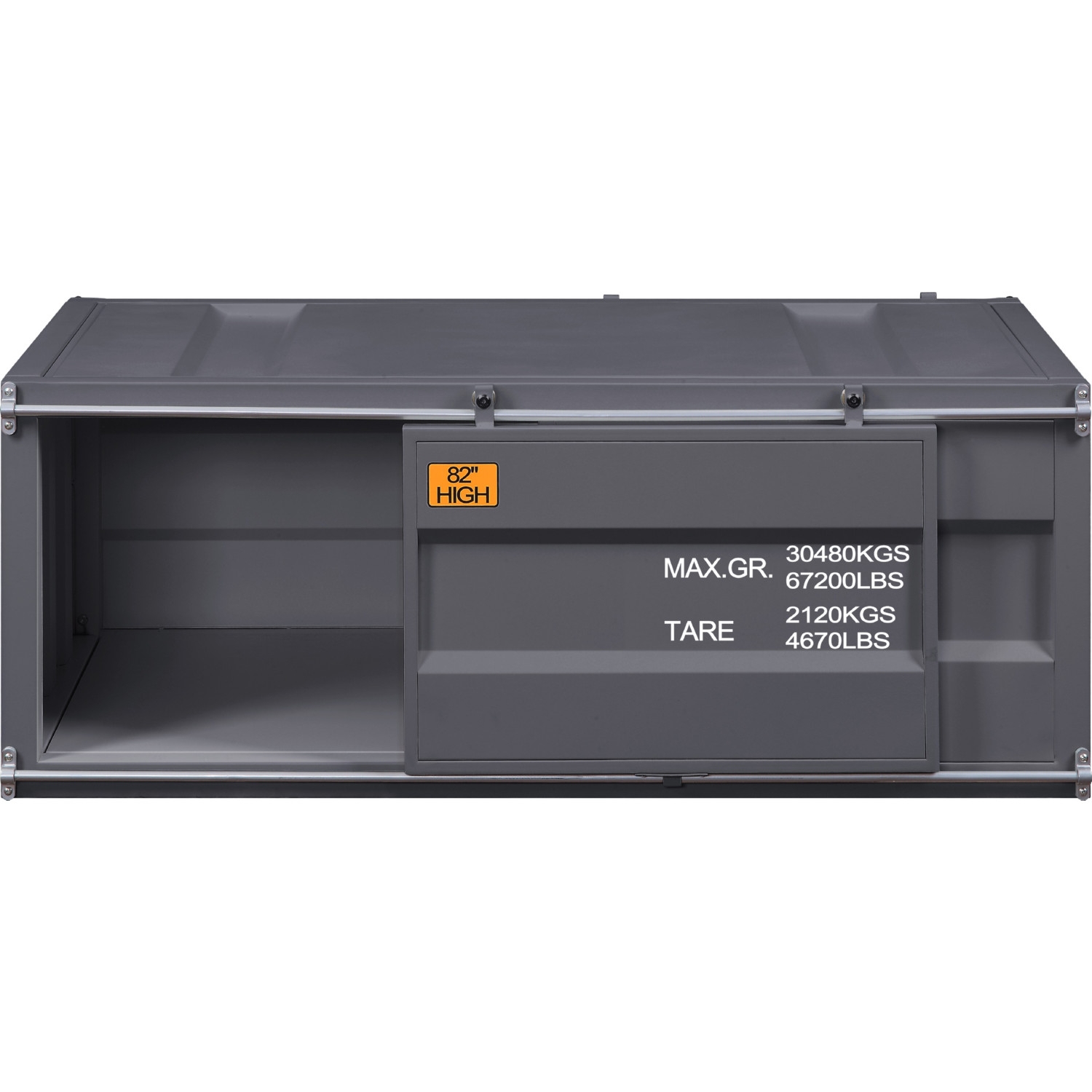 Cargo Metal Rectangular Coffee Table w/Sliding Door