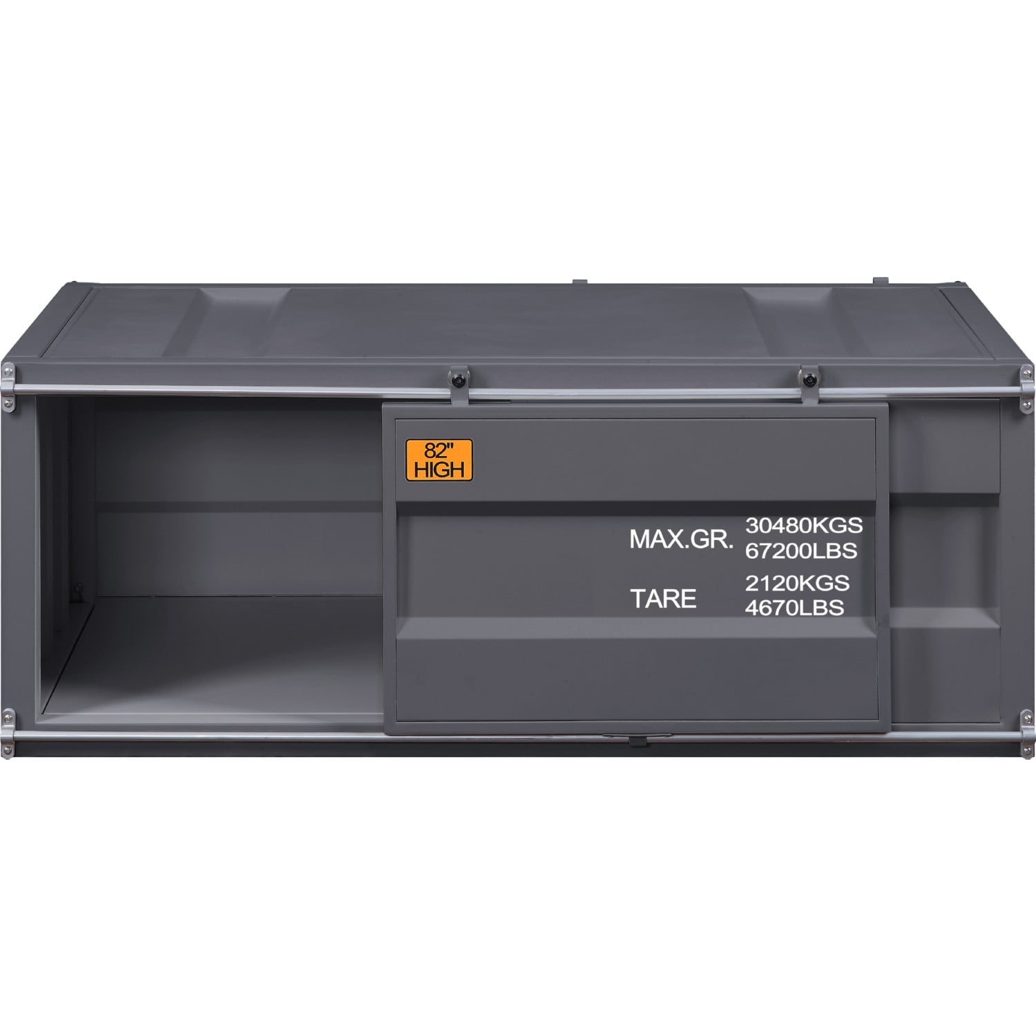 Cargo Metal Rectangular Coffee Table w/Sliding Door