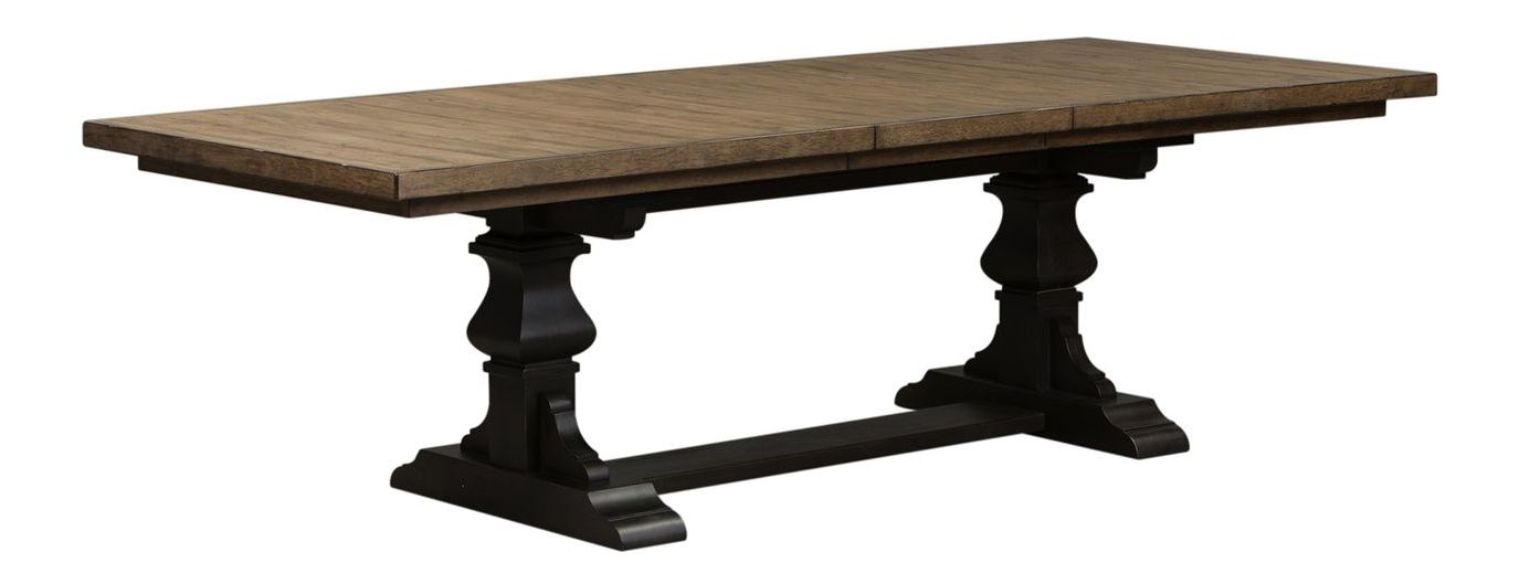Harvest Home Extendable Trestle Dining Room Set | Rustic Wood