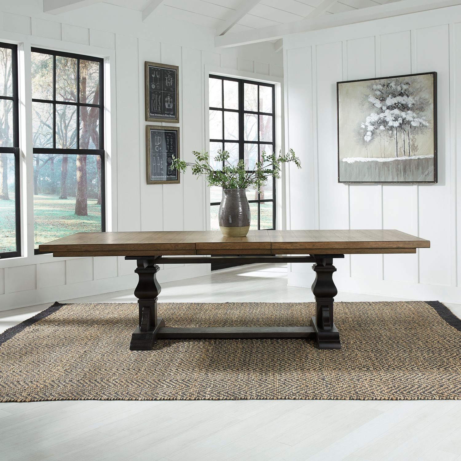 Harvest Home Extendable Trestle Dining Room Set | Rustic Wood