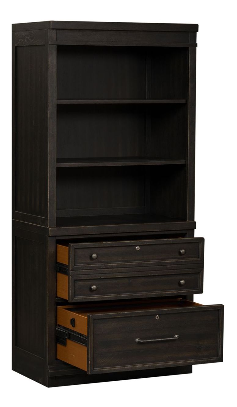 Harvest Home Wood 2-Piece Hutch & 2-Drawer File Cabinet Set