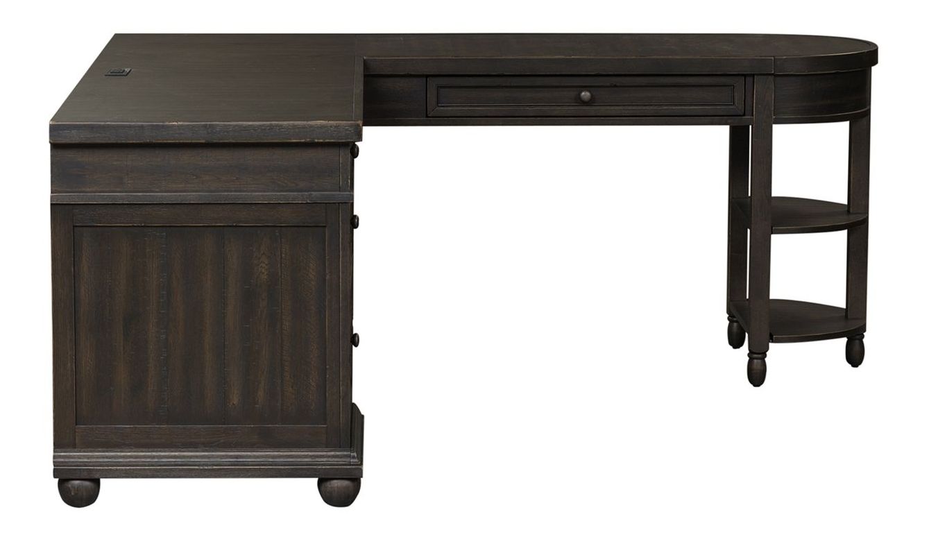 Harvest Home L-Shaped Wood 5-Drawer Desk Set w/Charging Station