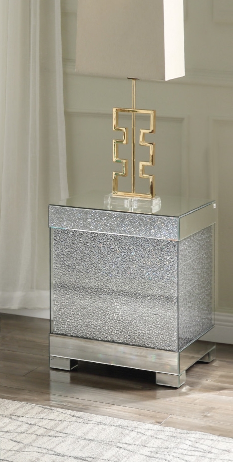 Mallika 87912 Mirrored/Faux Crystals End Table