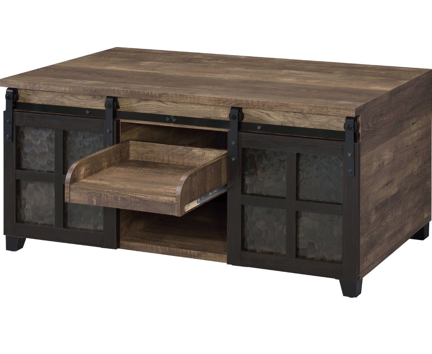 Nineel Wood/Metal Rectangular Storage Coffee Table