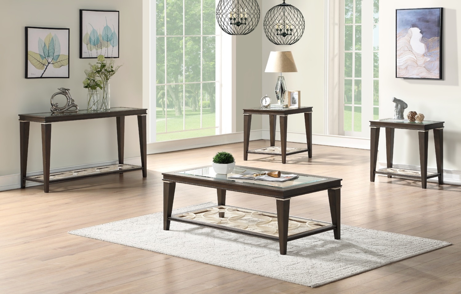Peregrine Glass/Wood Rectangular Sofa Table