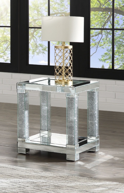 Noralie 87997 Mirrored/Faux Diamonds End Table
