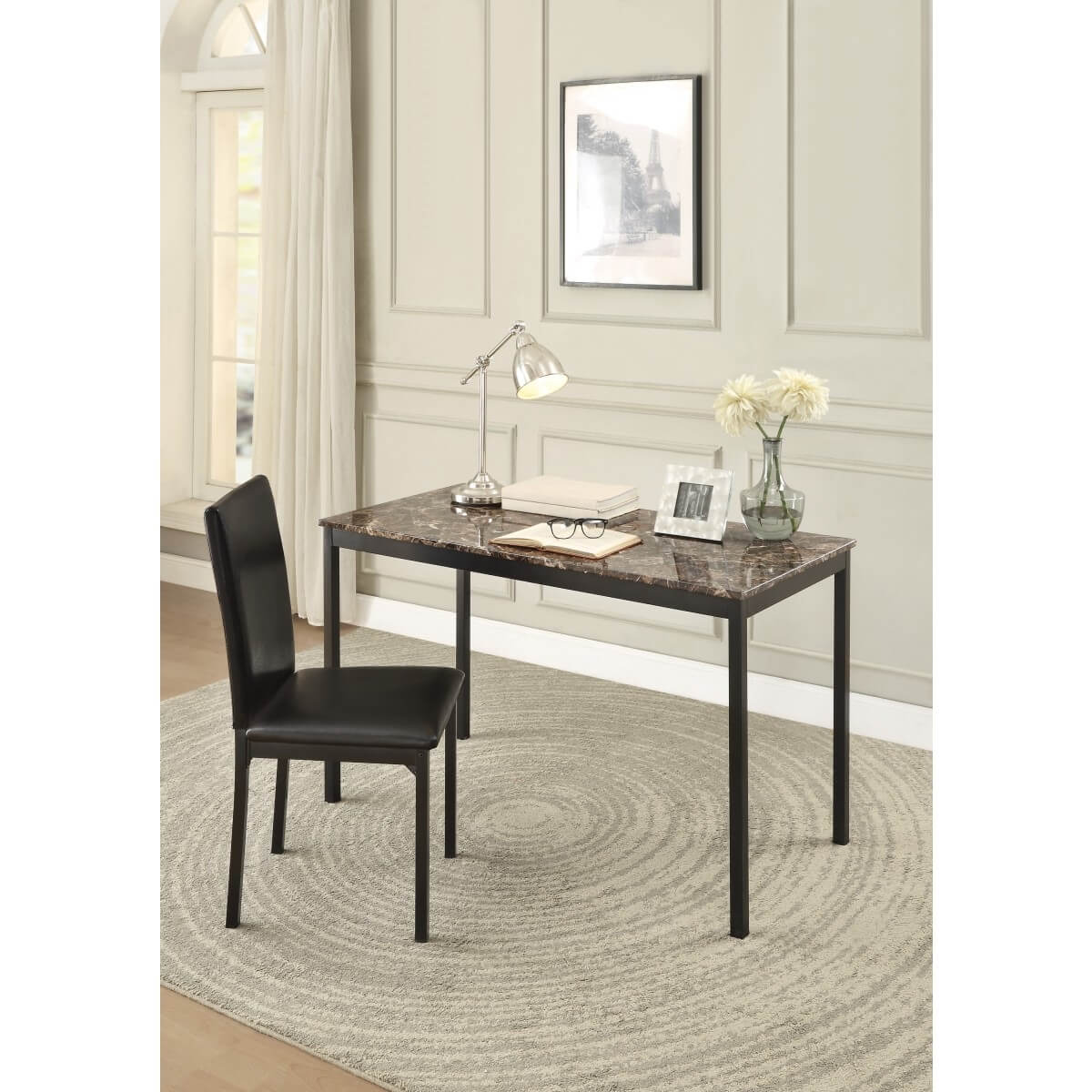 Tempe Metal Writing Desk w/Chair by Homelegance by Homelegance