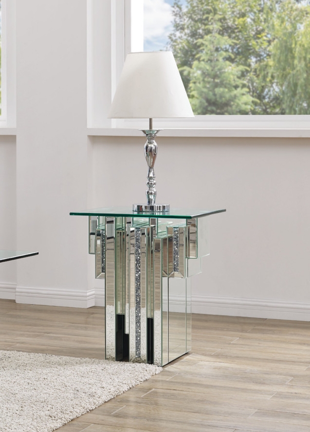 Noralie 88002 Mirrored/Faux Diamonds End Table