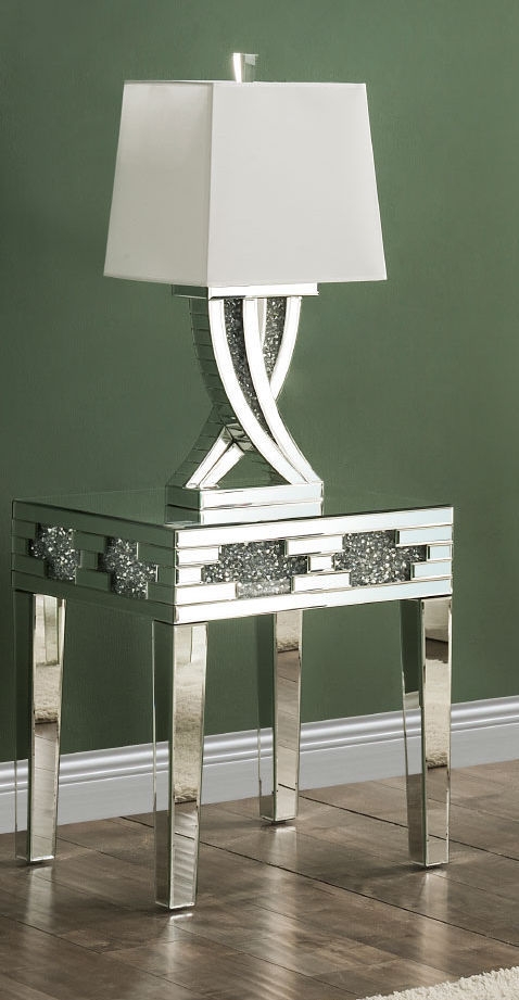 Noralie 88057 Mirrored/Faux Diamonds End Table