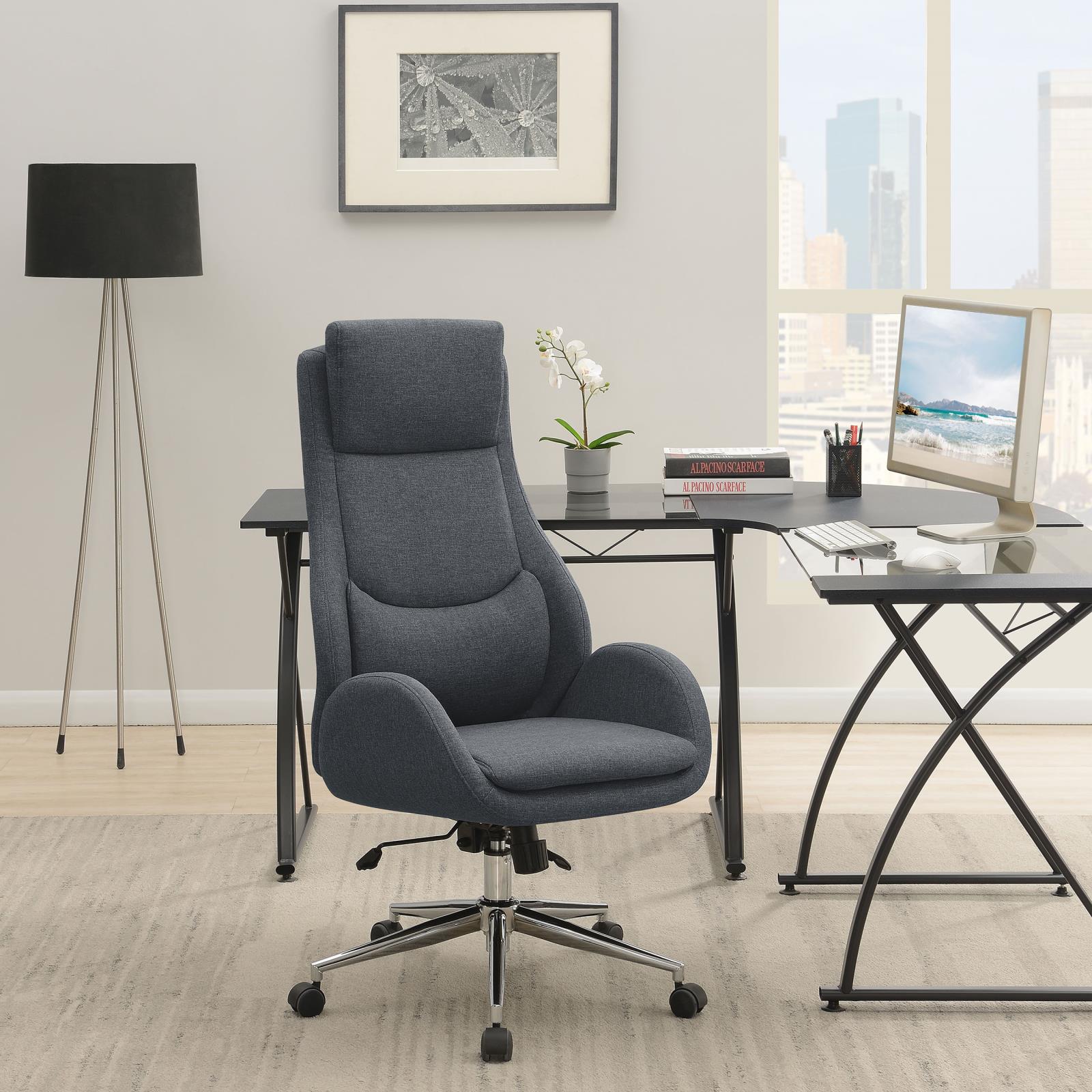 Cruz Leatherette Upholstered Office Chair with Padded Seat and Chromed Base