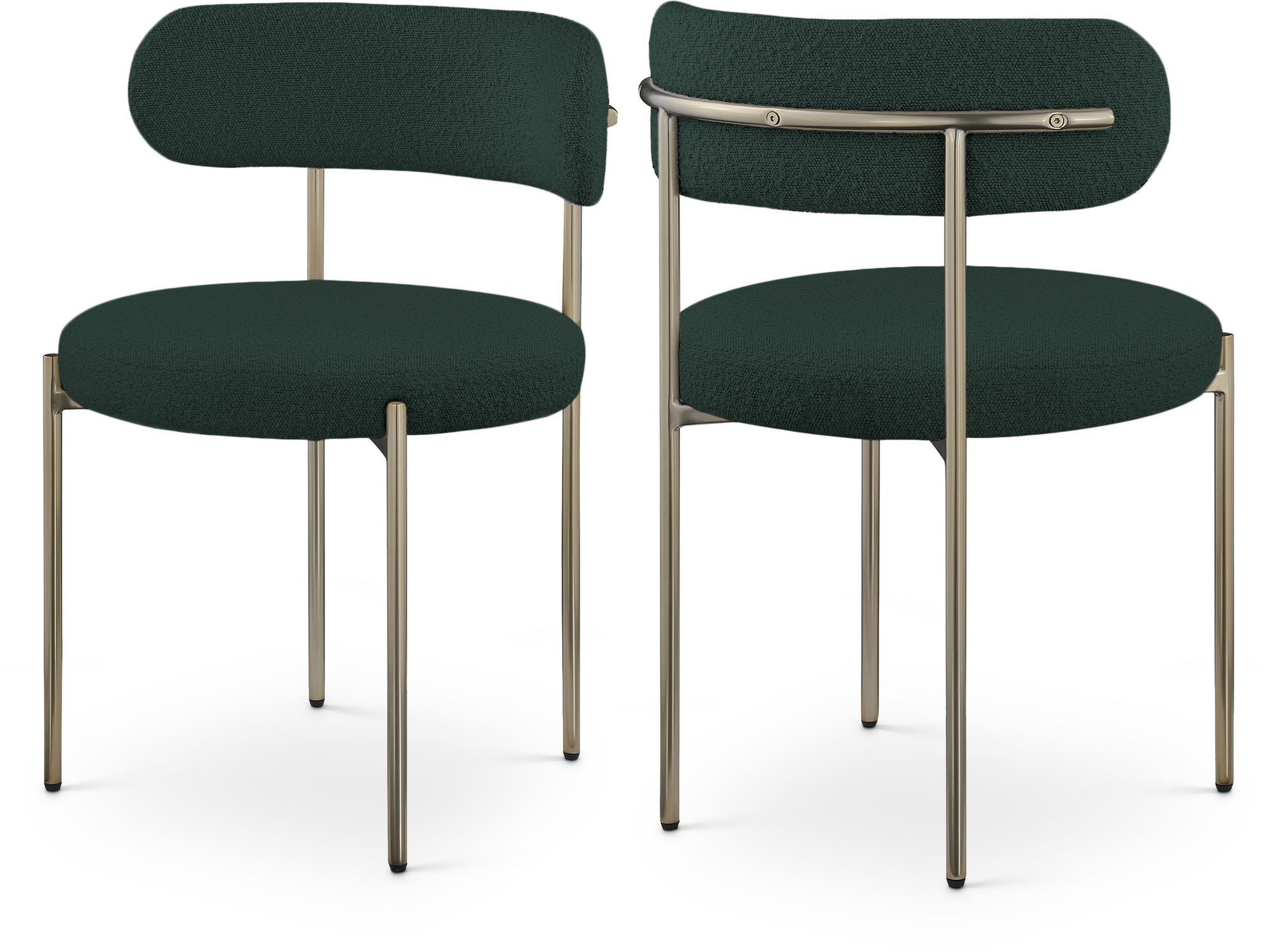 Beacon Boucle Fabric Dining Chair with Brushed Brass Metal Frame