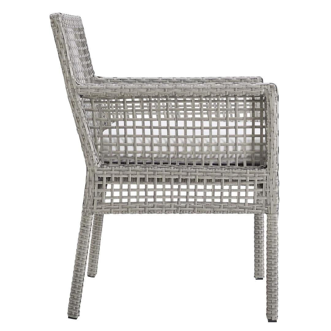 Aura Outdoor Patio Synthetic Wicker Rattan Dining Armchair (Set of 2), Gray/White by Modway Furniture