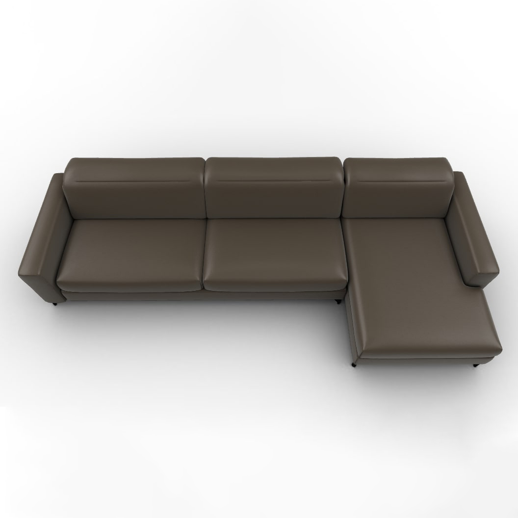 Norma Leather Sofa w/Right Hand Chaise Facing