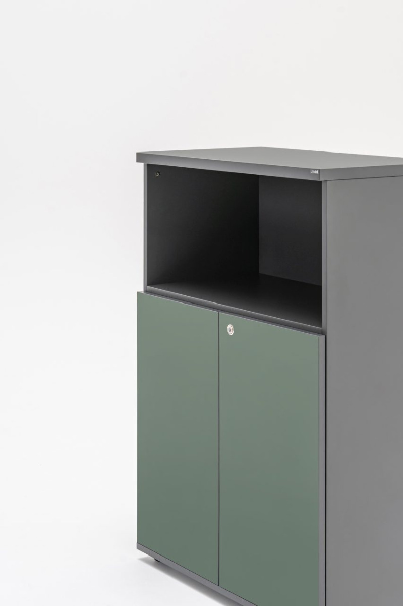 Color Office Half-Bookcase w/Lockable Doors & Open Shelves