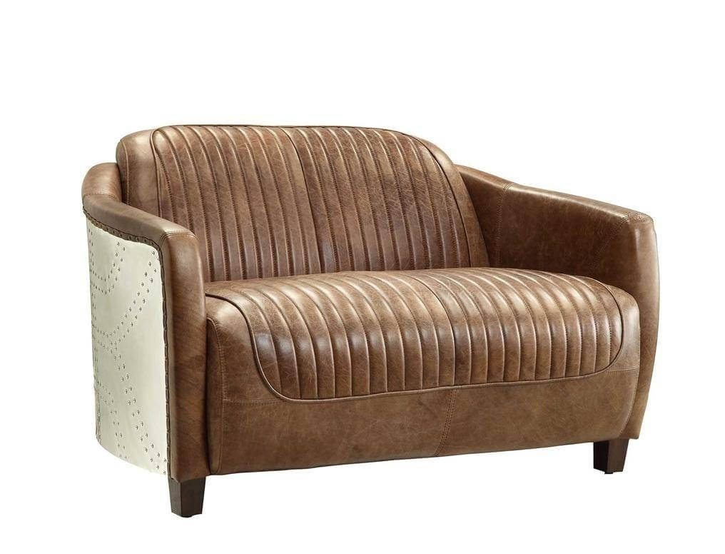 Brancaster Vintage Top Grain Leather/Aluminum Living Room Set