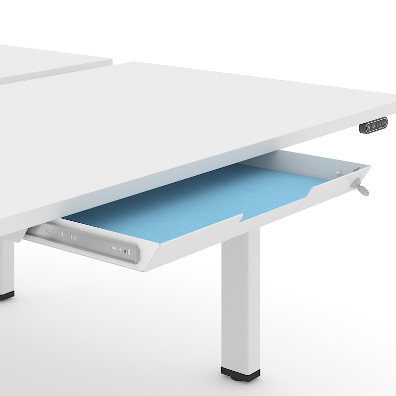 Motion Electric Height Adjustable Office Desk w/Panel Legs, 2 Level Columns
