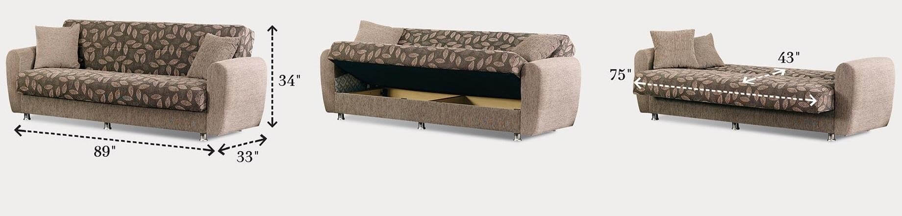 Chestnut Fabric Storage Sofabed