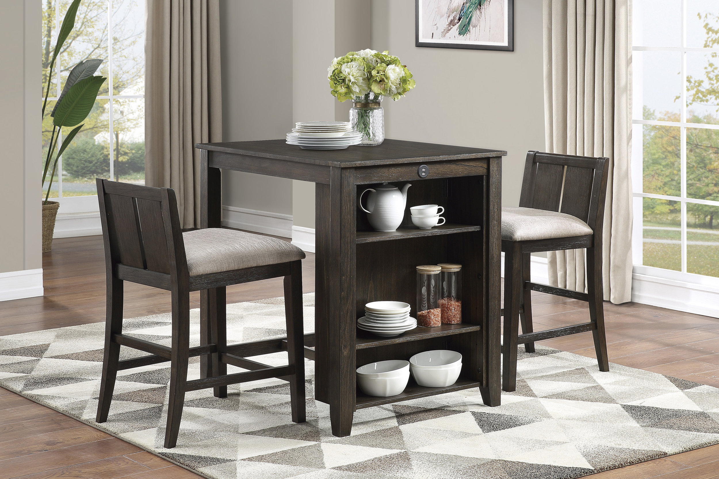 Daye Wood 3-Piece Pack Counter Height Set