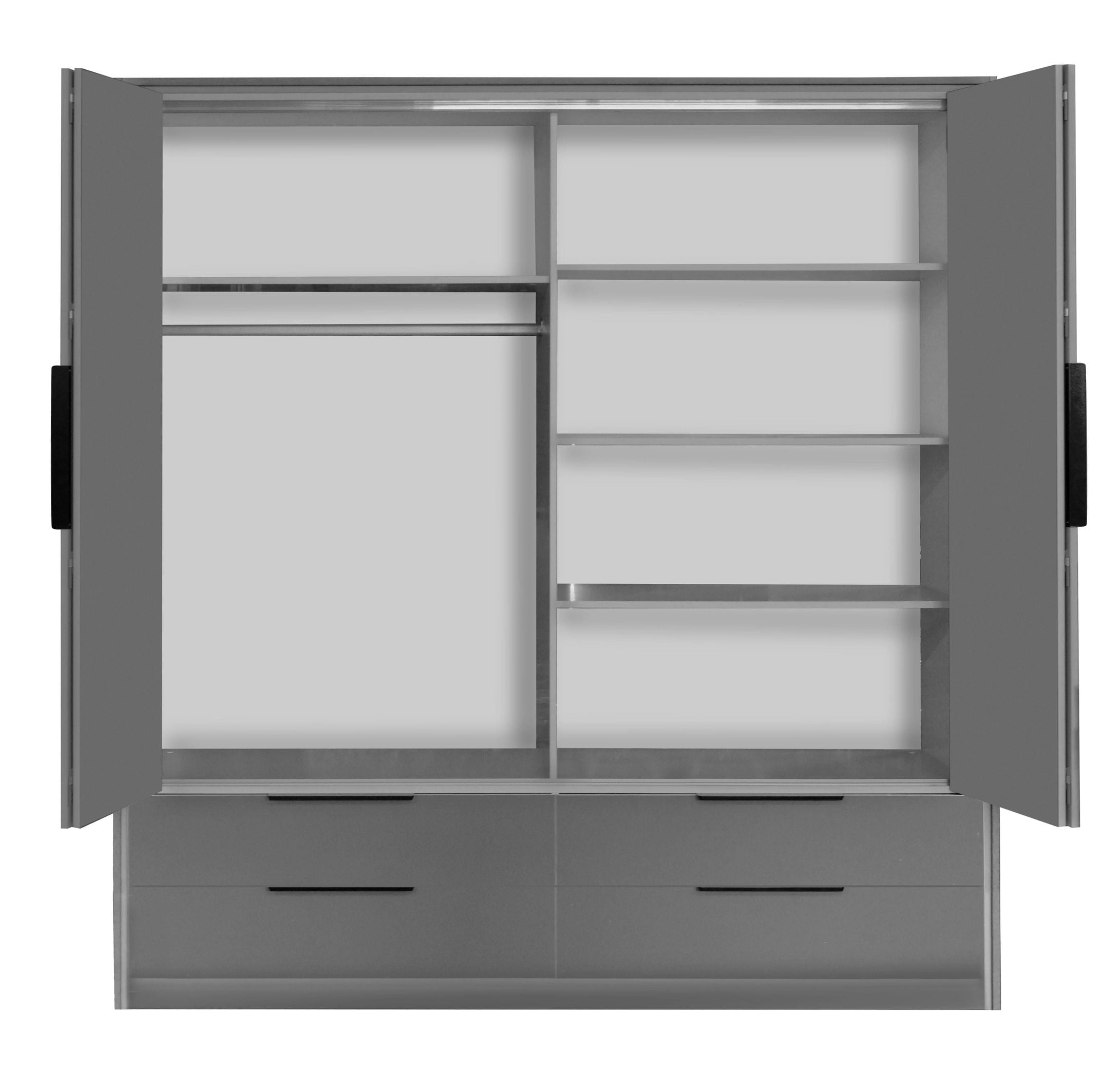 Modo 4-Door Wardrobe with 4 Drawers & LED Lighting