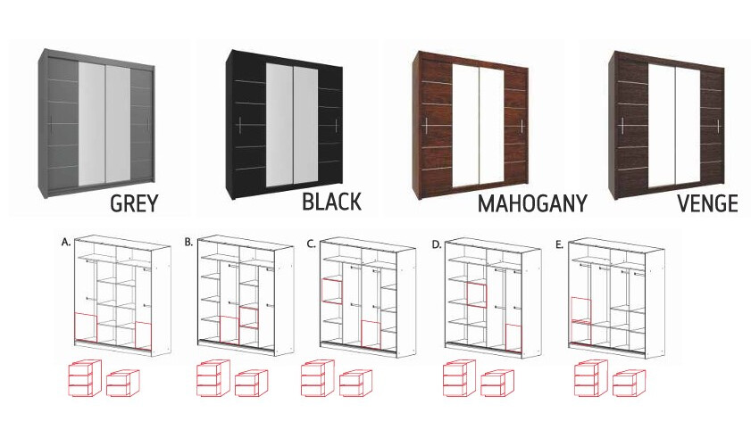 Lisbon 80-inch 2-Door Wood Wardrobe with Mirror