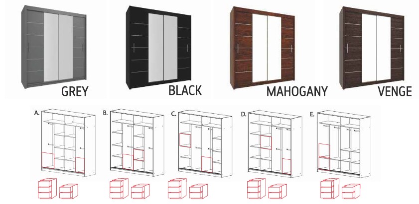 Lisbon 80-inch 2-Door Wood Wardrobe with Mirror