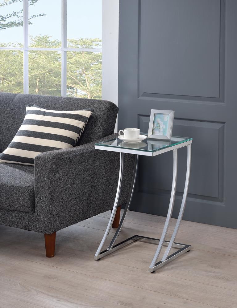 Cayden Rectangular Top Accent Table with Chrome Base