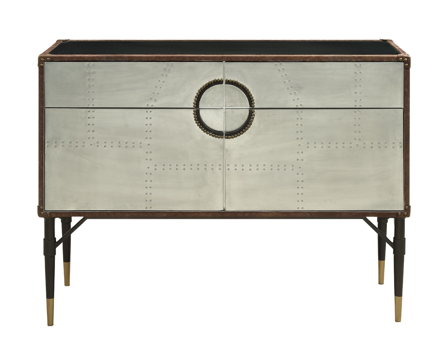 Brancaster Top Grain Leather/Aluminum Console Table