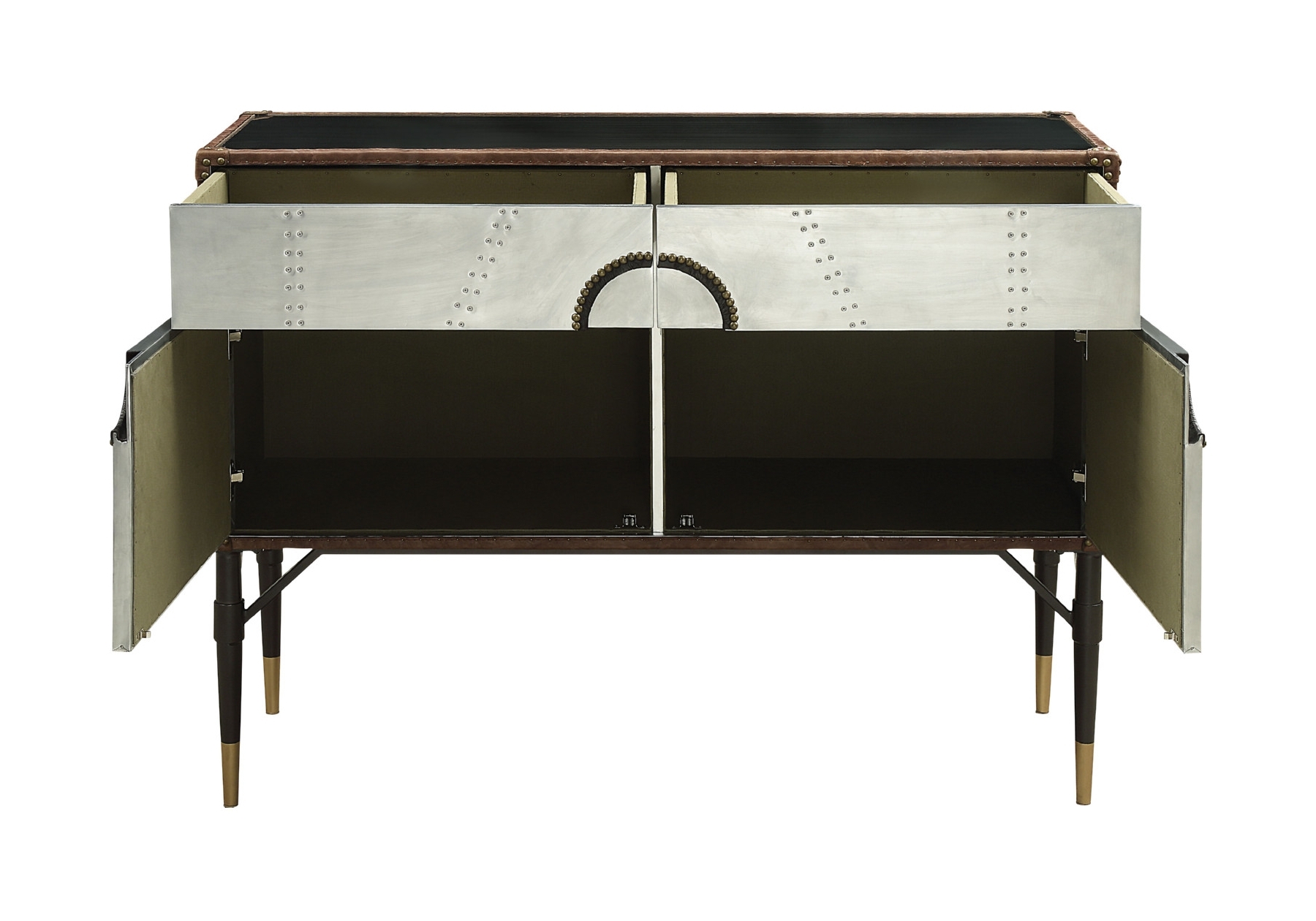 Brancaster Top Grain Leather/Aluminum Console Table