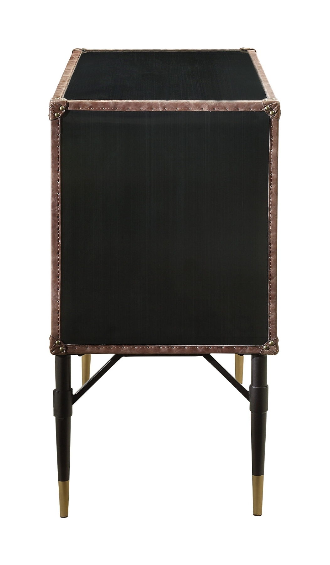 Brancaster Top Grain Leather/Aluminum Console Table