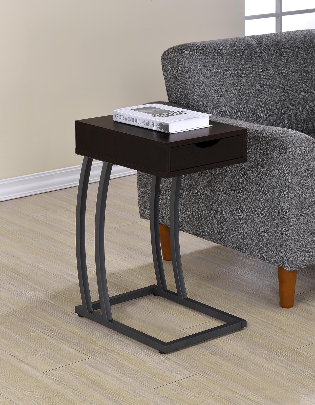 Troy Wood Veneer Accent Table with Power Outlet