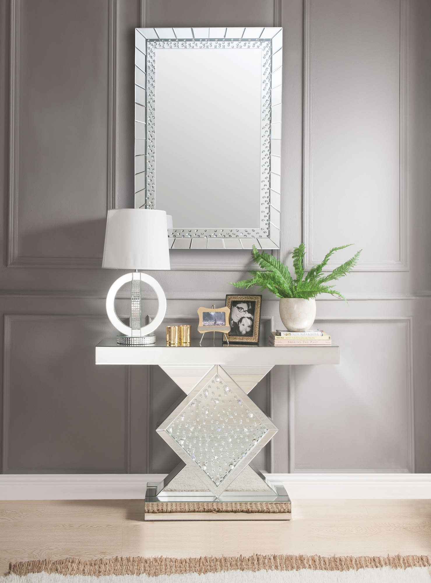 Nysa 90068 Mirrored/Faux Crystals Console Table