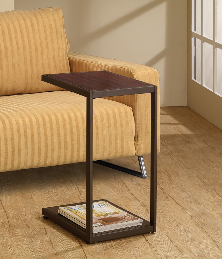 Jose Wood Veneer Rectangular Accent Table with Bottom Shelf