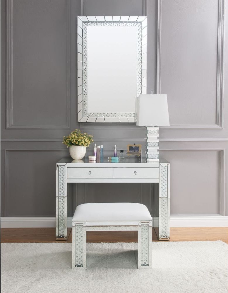 Nysa 90157 Mirrored/Faux Crystals Vanity Desk