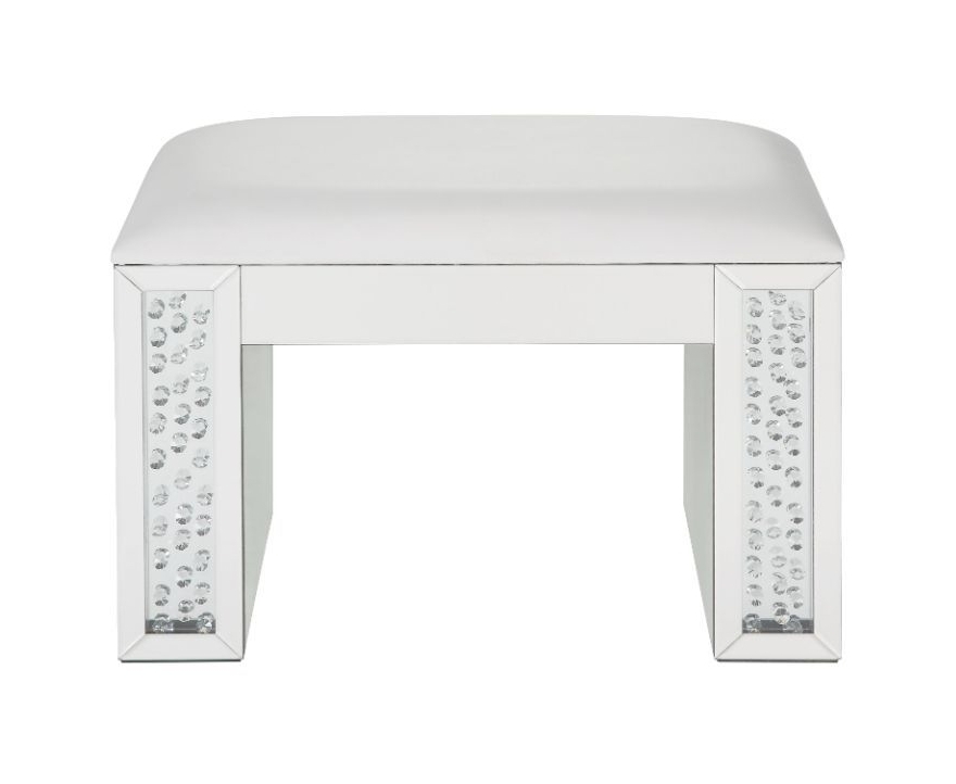 Nysa 90158 PU/Mirrored/Faux Crystals Vanity Stool
