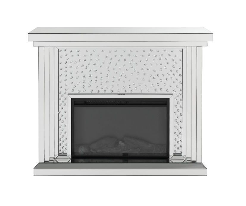Nysa 90204 Mirror/Faux Crystals LED Fireplace w/ Adjustable Temperature & Timer