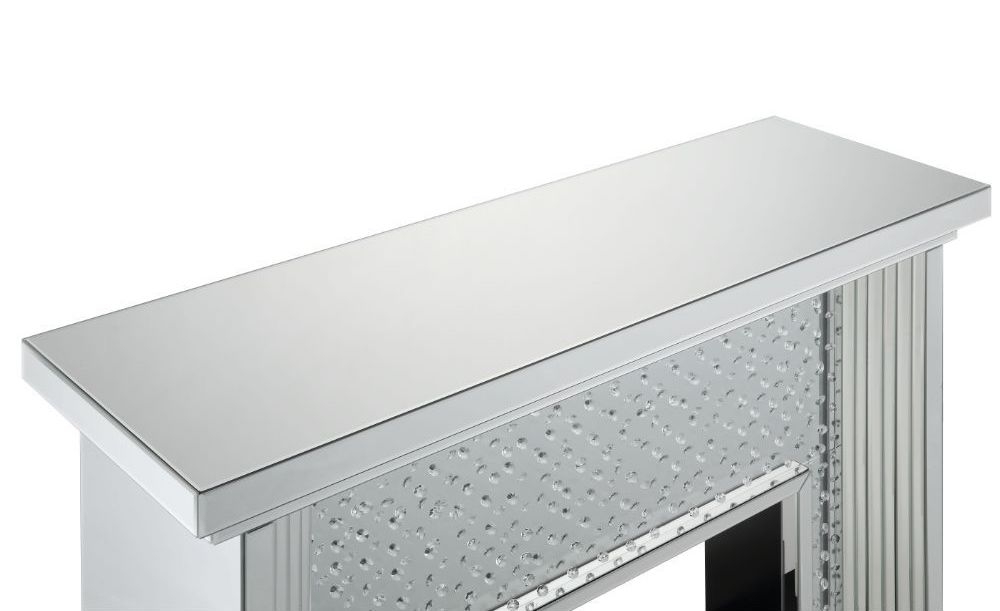 Nysa 90204 Mirror/Faux Crystals LED Fireplace w/ Adjustable Temperature & Timer