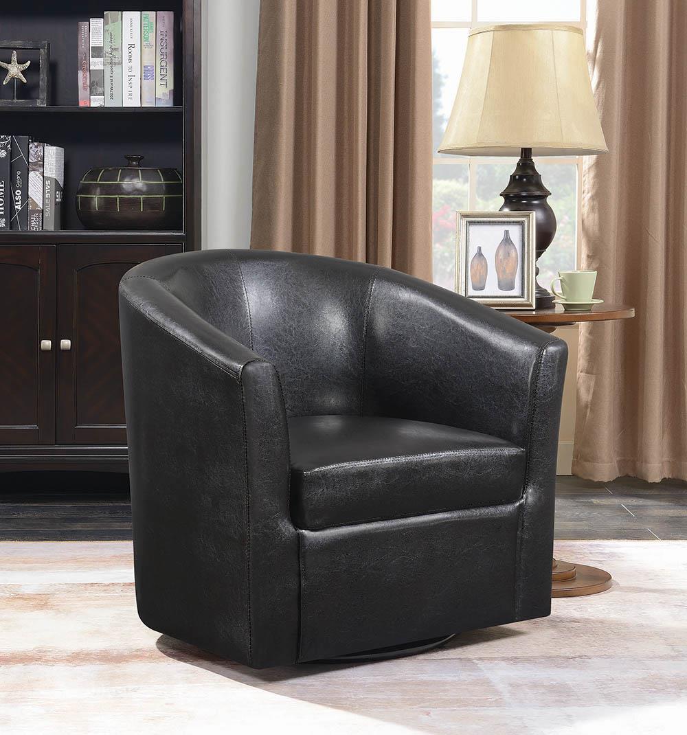 Turner Leatherette Sloped Arm Accent Swivel Chair