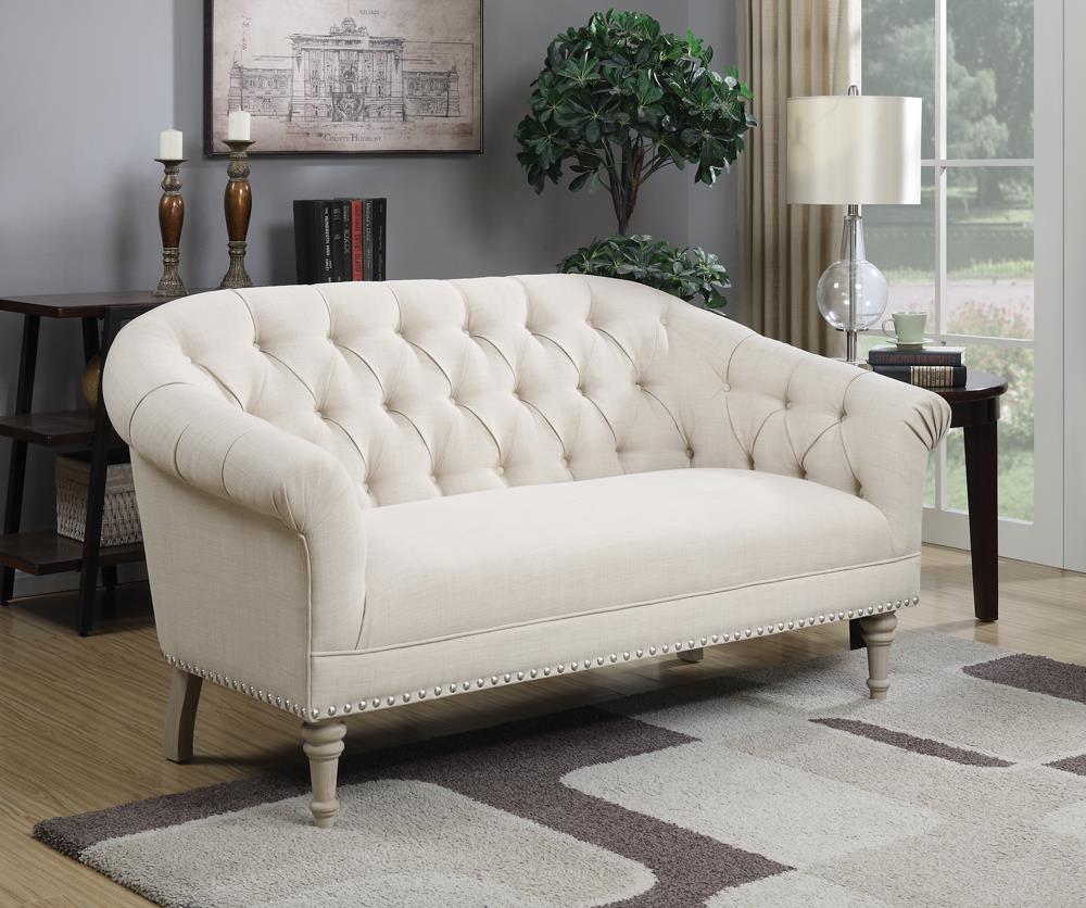 Billie Tufted Back Settee with Roll Arm