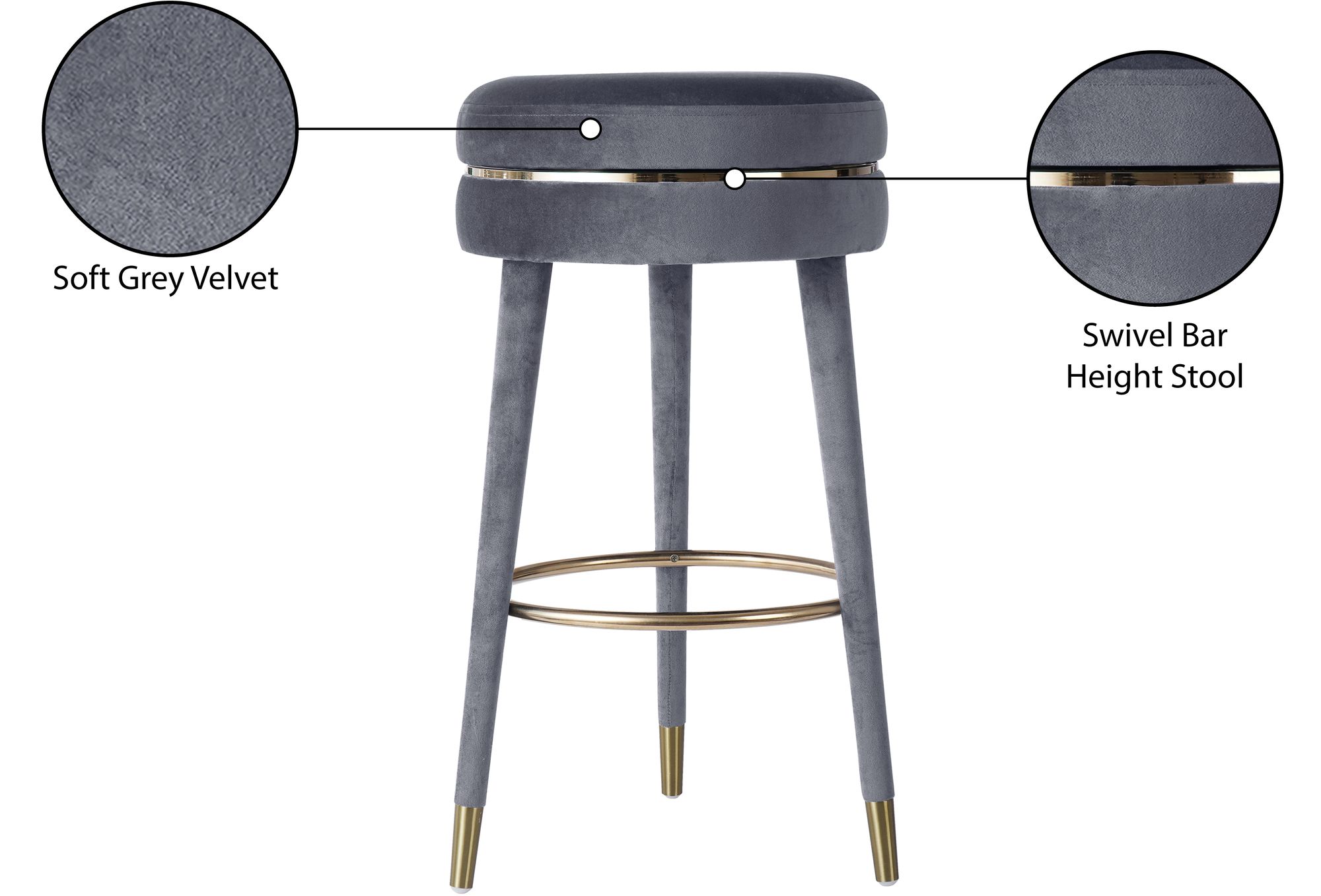 Coral Velvet Swivel Bar Stool