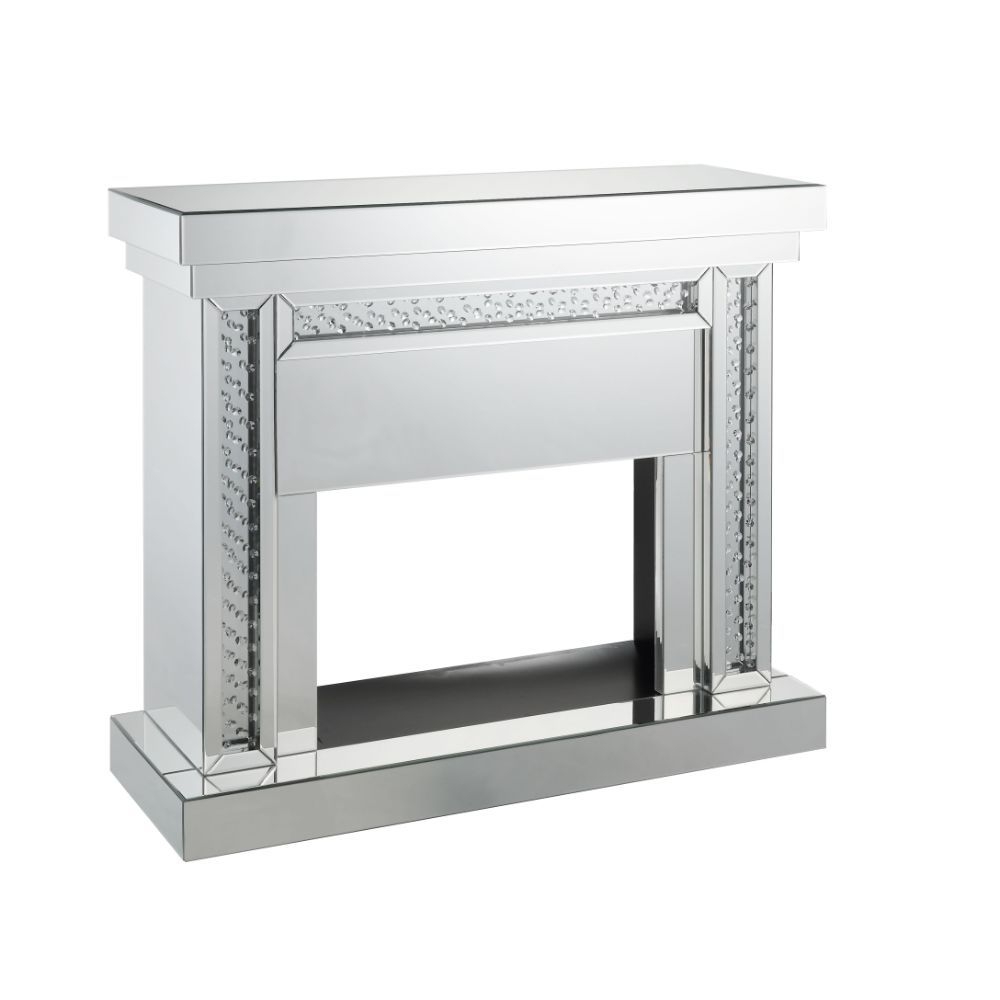 Nysa 90272 Mirror/Faux Crystals LED Fireplace w/ Adjustable Temperature & Timer