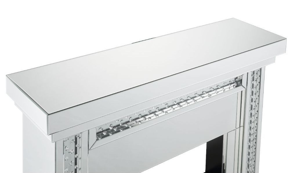 Nysa 90272 Mirror/Faux Crystals LED Fireplace w/ Adjustable Temperature & Timer