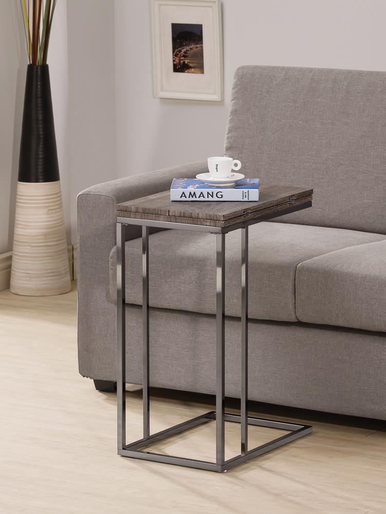 Pedro Expandable Wood Veneer Top Accent Table with Metal Base