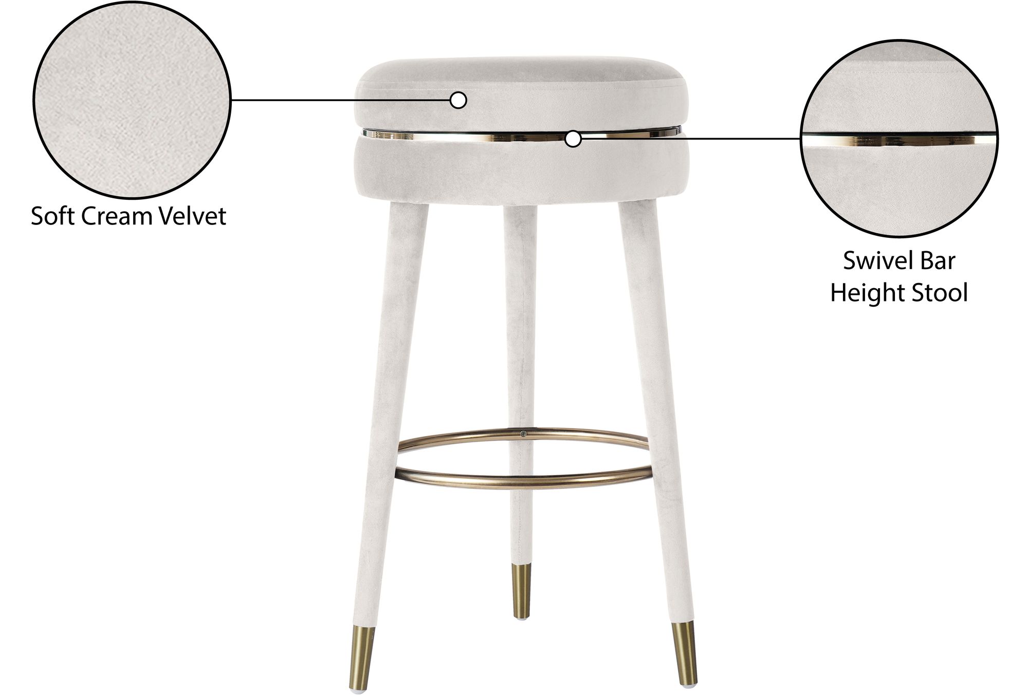Coral Velvet Swivel Bar Stool