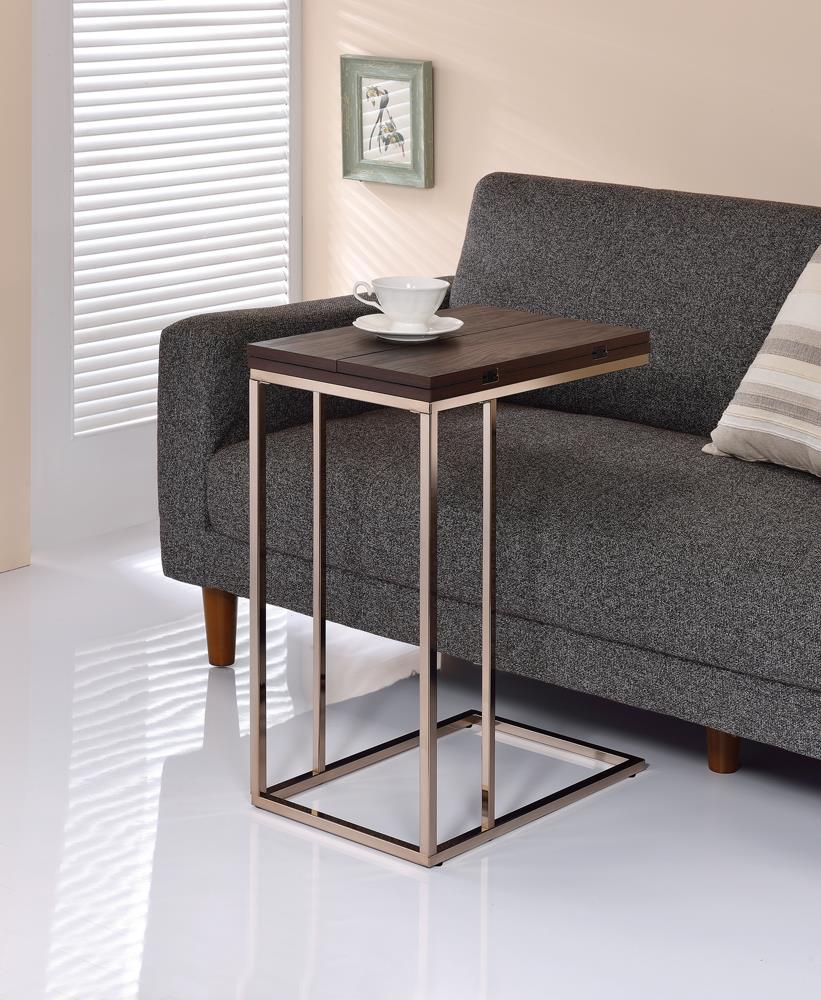Pedro Expandable Wood Veneer Top Accent Table with Metal Base