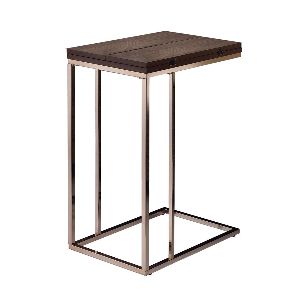 Pedro Expandable Wood Veneer Top Accent Table with Metal Base
