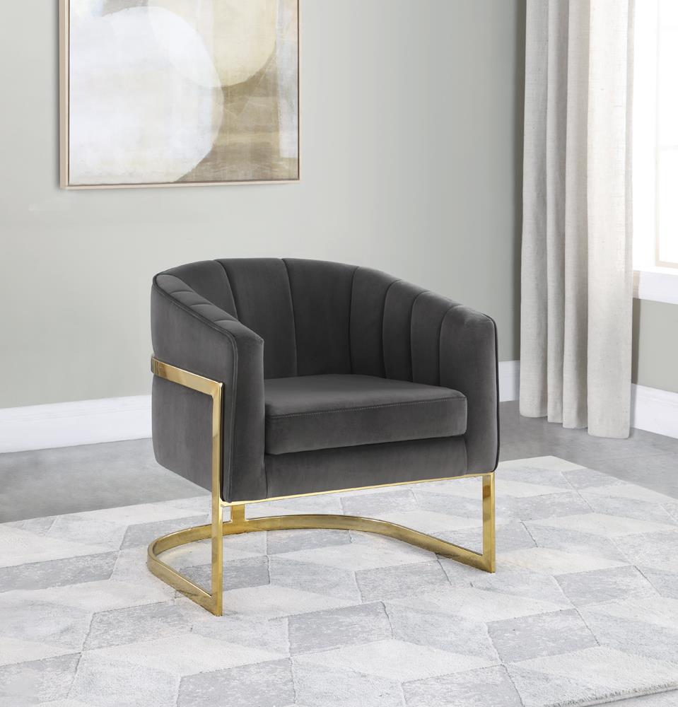 Joey Tufted Velvet Fabric Barrel Accent Chair